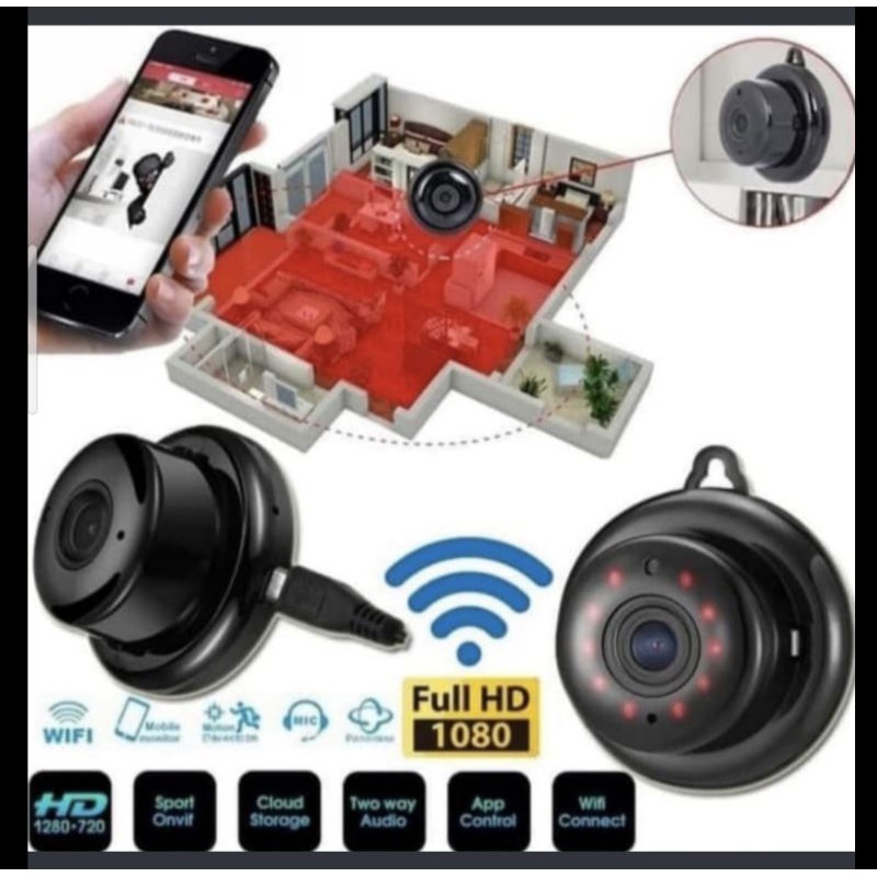 IP Camera wireless mini V380 kamera CCTV HD A1 pantau jarak jauh WiFi night vision