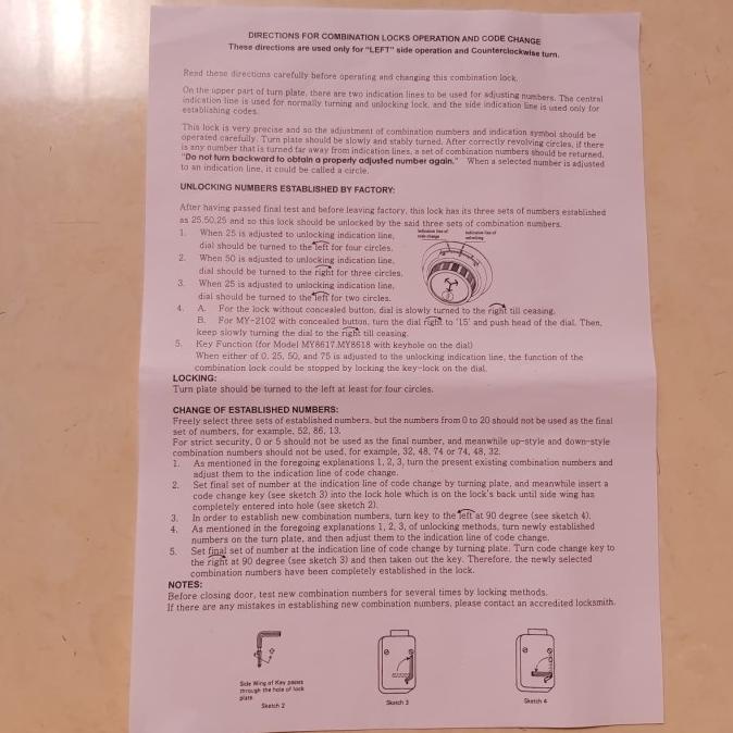 Kunci Brankas Kombinasi