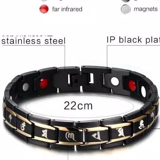 Gelang magnet kesehatan pria wanita import berkualitas titanium hitam