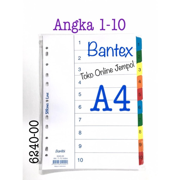 

Lucu A4 Angka 1-10 Putih 6240-00 File Divider Bantex Pembatas Atk1178Bx Hemat