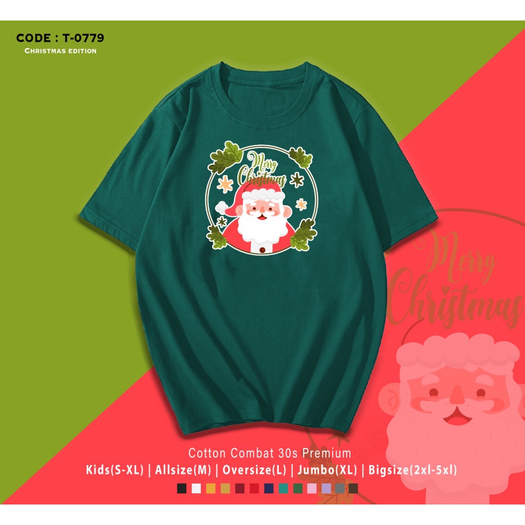 FREE CUSTOM NAMA - KAOS KADO NATAL / SANTA MERRY CHRISTMAS GIFT / T-SHIRT SANTA CLAUS / BAJU SANTAI