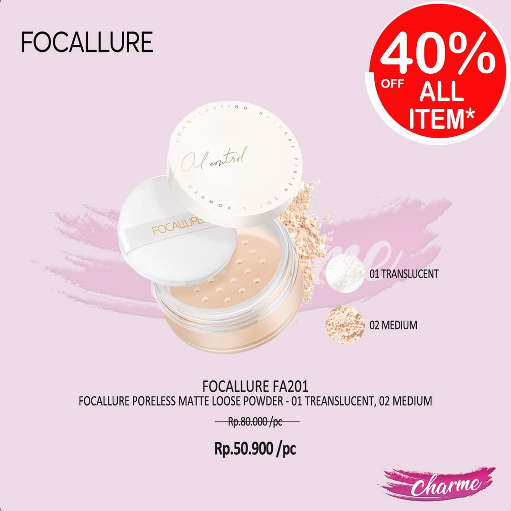 (READY &amp; ORI) Focallure Poreless Matte Loose Powder  FA201 FA 201 bedak tabur terbaru waterproof tahan lama viral