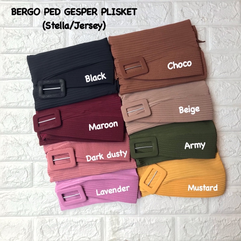 HIJAB BERGO PED GESPER PLISKET BAHAN STELLA