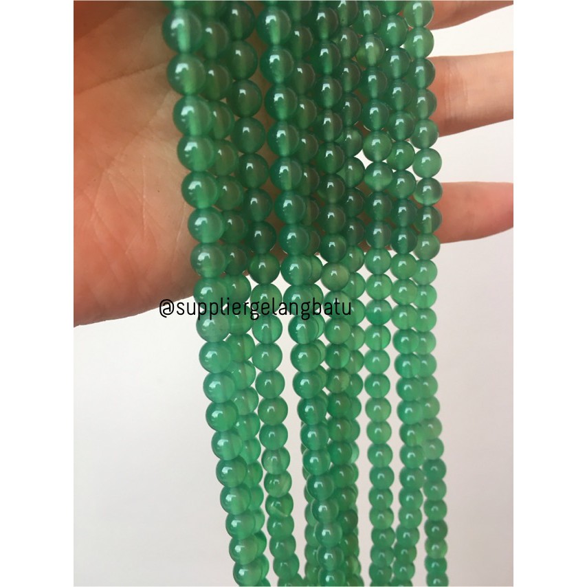 Bahan batu gelang kalung giok 6mm akik hijau muda aksesoris gelang kalung impor cina supplier bali