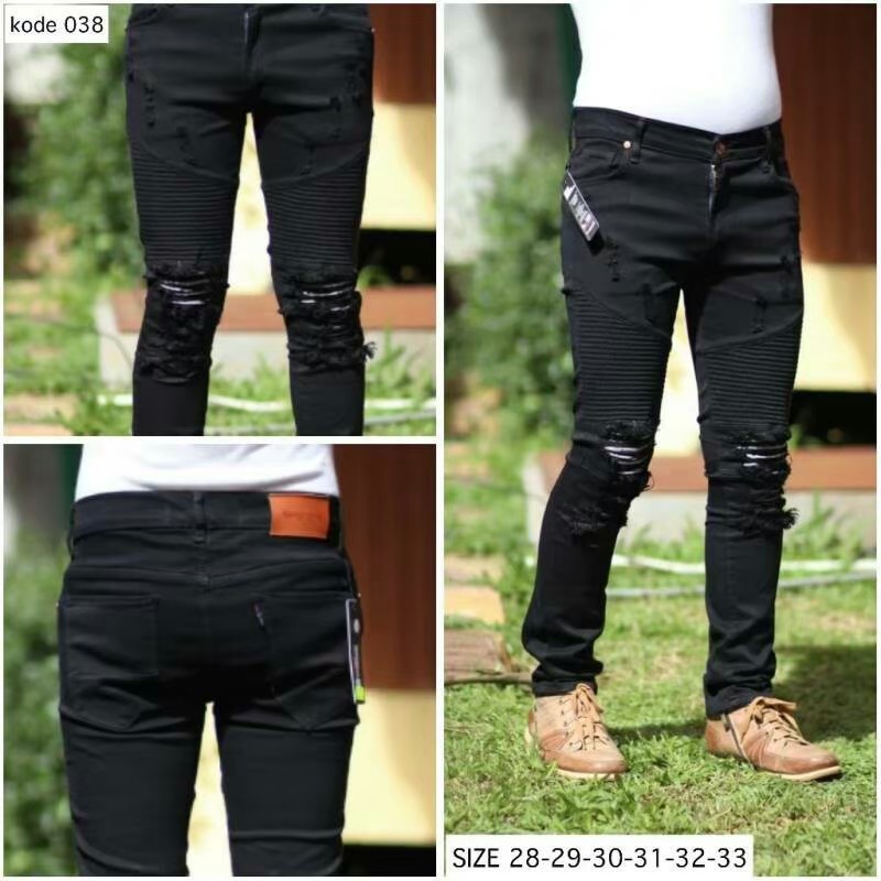 CELANA SOBEK JEANS PRIA RIPPED BIKER SKINY SLIM FIT STRECHT  / CELANA JEANS PRIA SKINY SOBEK PAHA