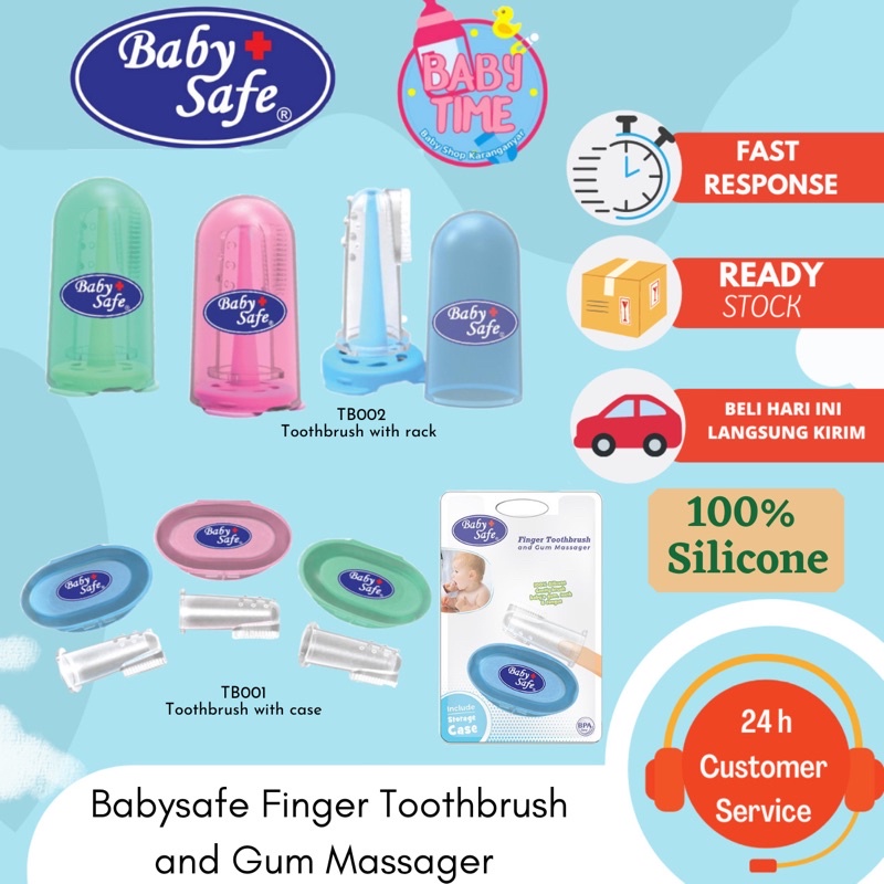 SIKAT LIDAH BAYI TB001 TB002 / FINGER TOOTHBRUSH DAN GUM MASSAGER / TEETHER BABYSAFE