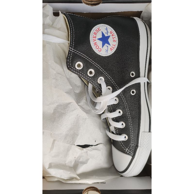 Sepatu Converse Chuck Taylor All Star Hi Kulit Hitam Original