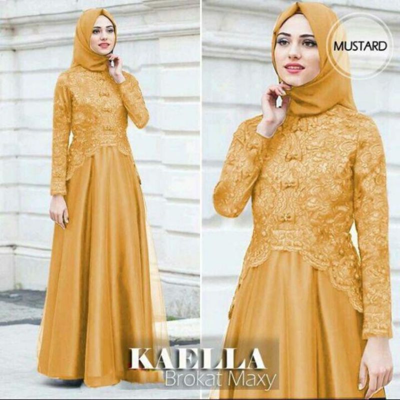 Promo☑️Pakaian Gamis Wanita/Maxi Kaella(2 Ukuran L &amp; XL) Gamis Wanita  Brokat/Dress Muslim Wanita/Good Quality