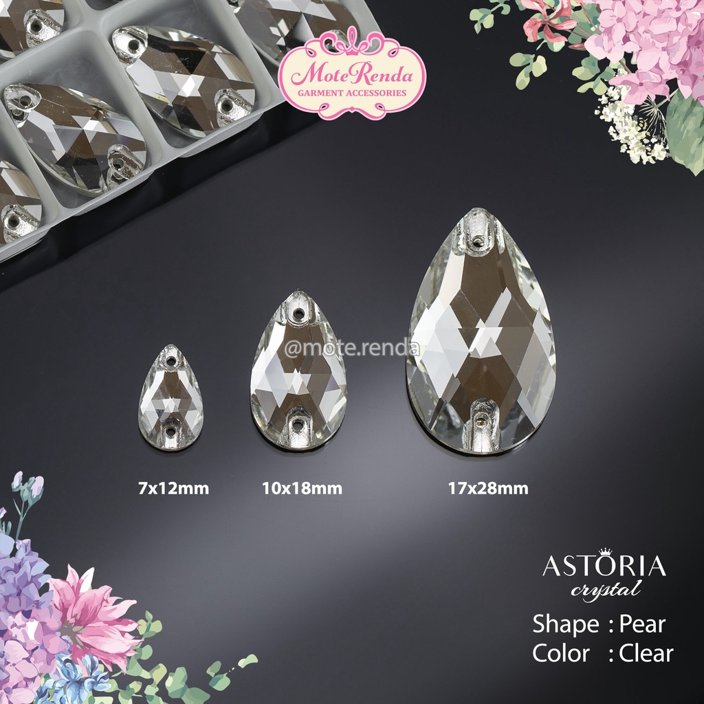Astoria kristal jahit kaca bentuk pear/tetes kode 3TAA/C