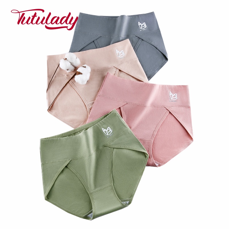 TUTULADY Celana Dalam Wanita Bahan Katun Pinggang Tinggi Gaya baru Super Stretch CD