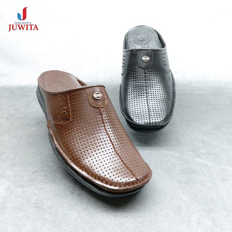Sepatu sandal casual flat pria asli kulit merk Scotlando