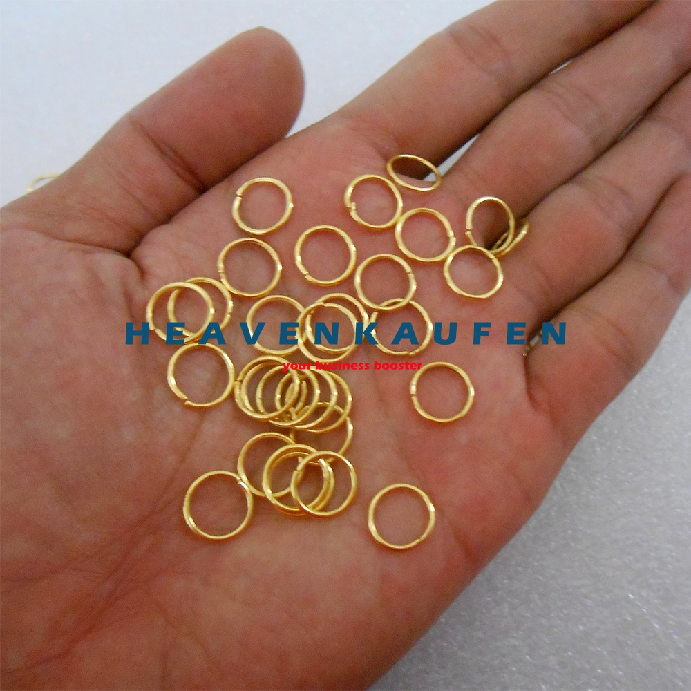 Ring Bulat Kecil Tipis Diameter Lubang 8 mm Gold Emas Untuk Ring Bulat Craft Gantungan Kunci Dll Harga Per Pack isi 50 Pcs