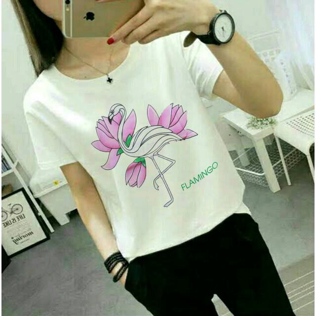 TSHIRT FLAMINGO WHITE