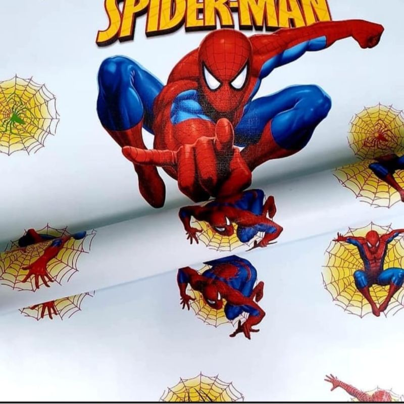 Wallpaper Sticker Dinding Murah Rumah Kamar Bagus Minimalis Kartun Spiderman Biru 45cmx10m Shopee Indonesia