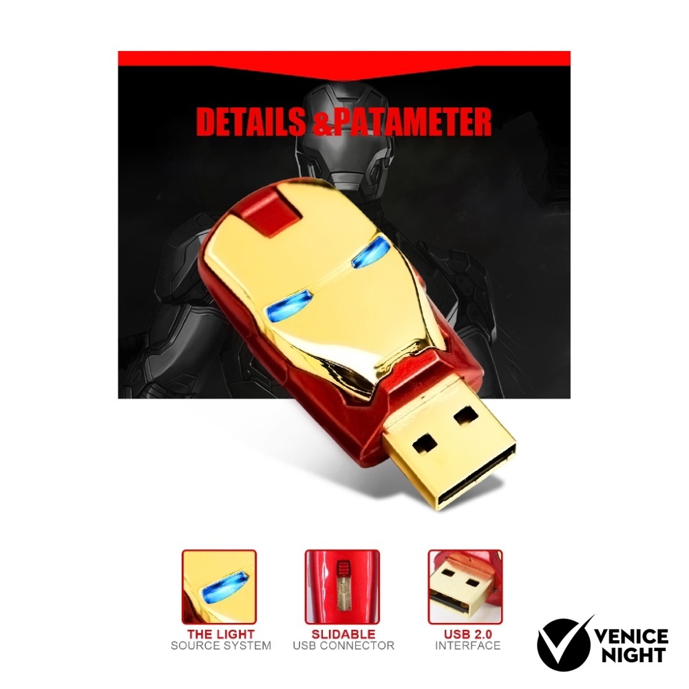 (SF) Flashdisk USB 2.0 512GB 1TB 2TB Bentuk Iron Man