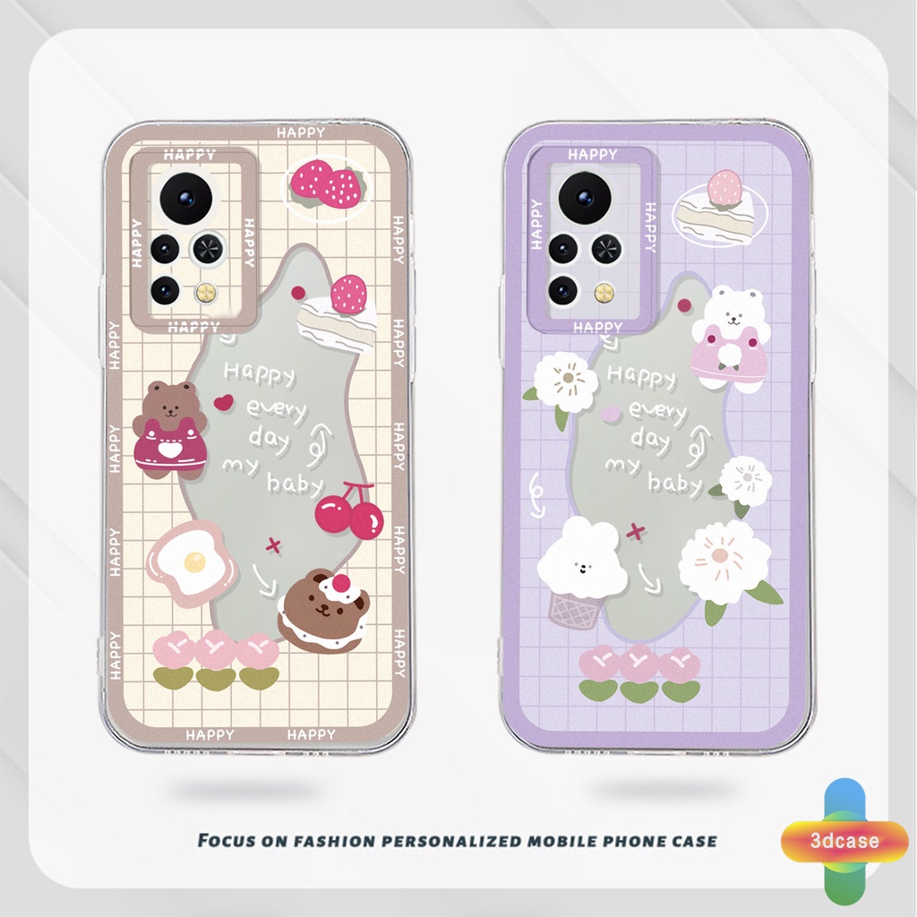 Casing Soft Case Infinix Hot 10 11 Play 10 10t 10s NFC 10i 9 Pro 10 Lite 11 Plus Hot 9 Play 11 11S NFC Infinix Smart 6 5 4 4C 5 Pro Tencno Spark 5 PRO A15 A16 A9 A5 A7 A5S Y12 Y20 Y15S Y21S A12 Lover Wavy Edge Cute Bear Rabbit Back Cover