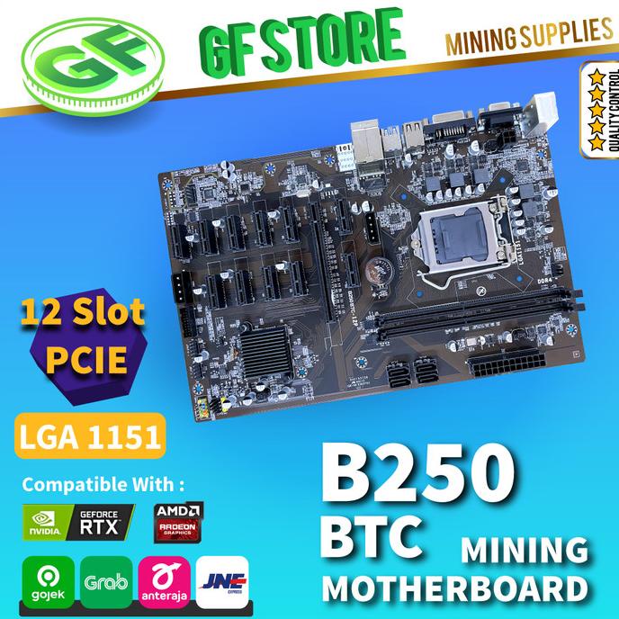 Mining Motherboard B250 Btc - Lga 1151 - 12 Gpu Vga Mining