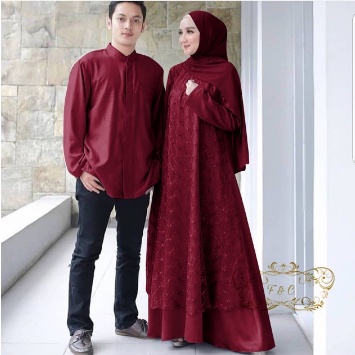 Baju Couple Pasangan Remaja Suami Istri Kekinian 2022 Maxy Cp Megan Jevanya Gamis Kemeja Koko Lebara