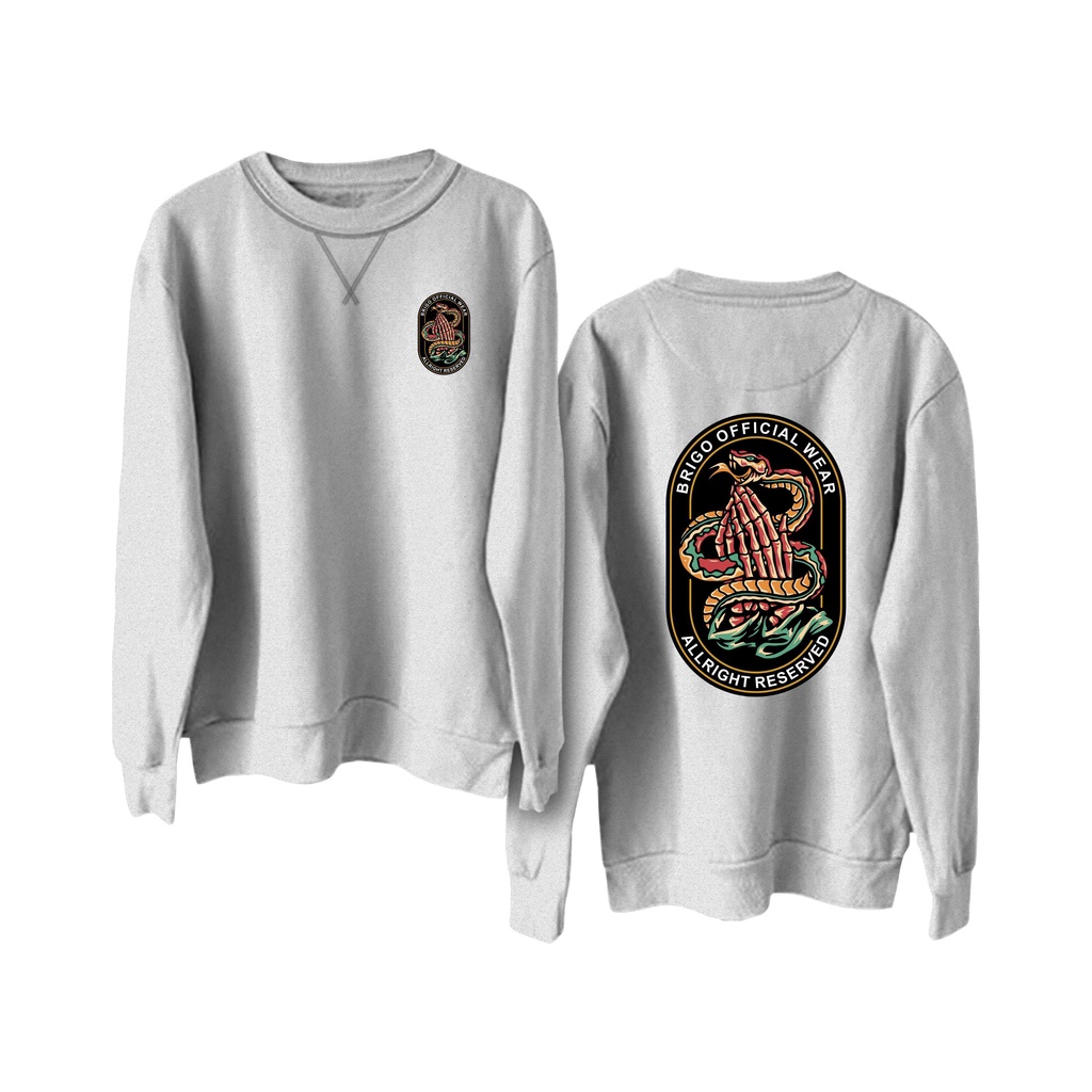 BRIGO Basic Sweatshirt  please snake II Sweater Crewneck BRIGO please snake Sablon DTF Fleece Cotton II SIZE M-XXL (Pria &amp; Wanita) Free stiker&amp;Gantungan Kunci