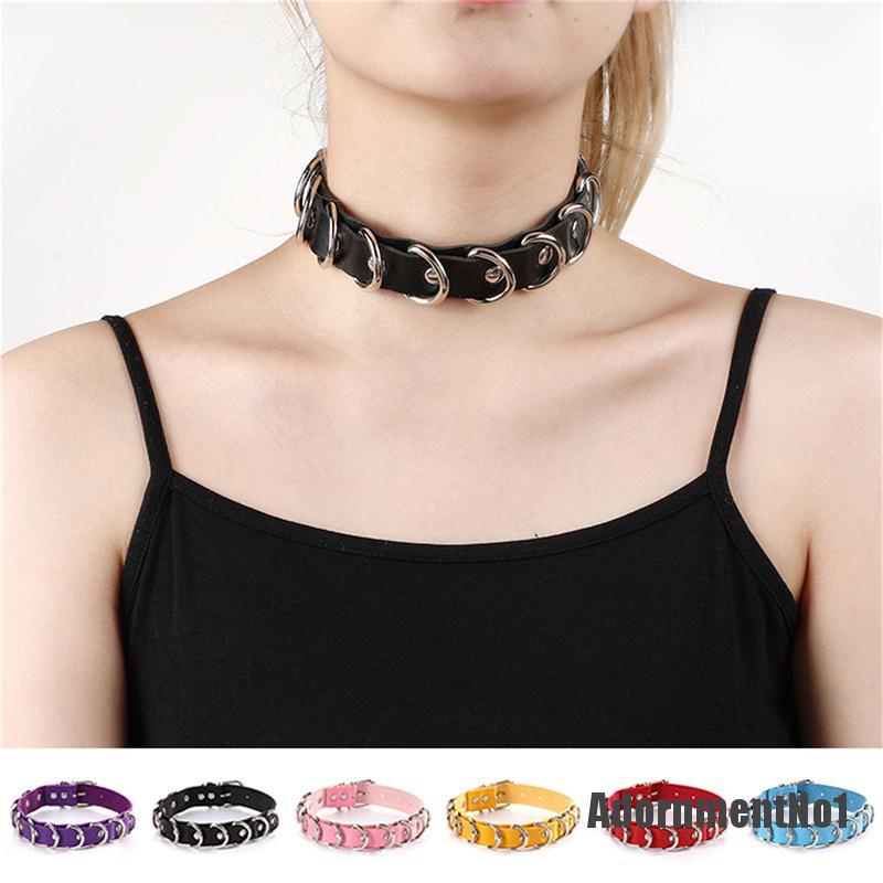 (Adornmentno1) Kalung Choker Bahan Kulit Imitasi Model Punk / Gotik Untuk Wanita