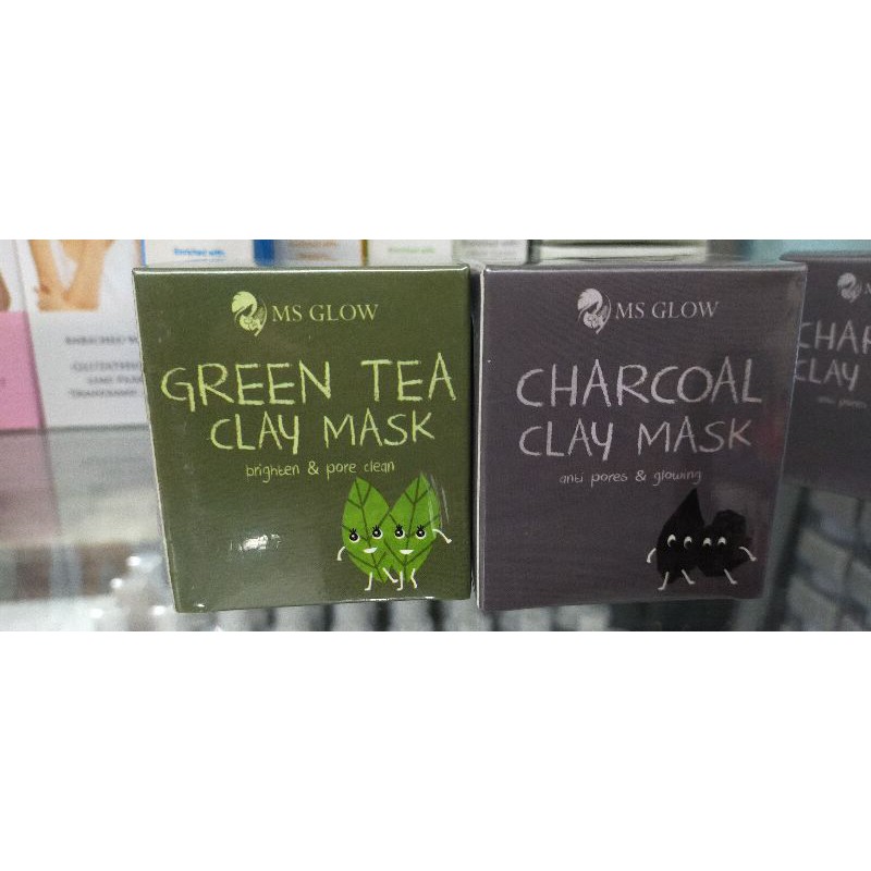 Clay mask Ms glow Green tea dan charcoal Shopee Indonesia