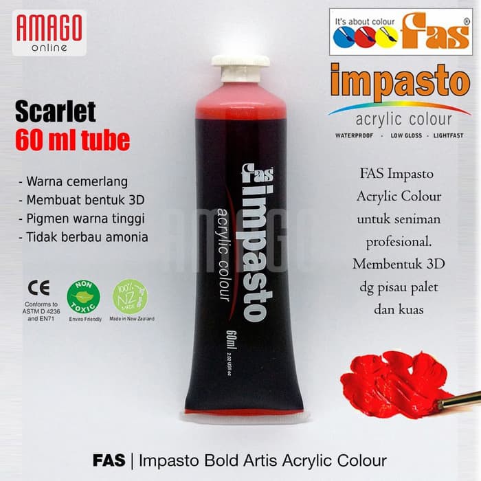 FAS - IMPASTO ACRYLIC PROFESSIONAL PAINT - 60 ml - SCARLET