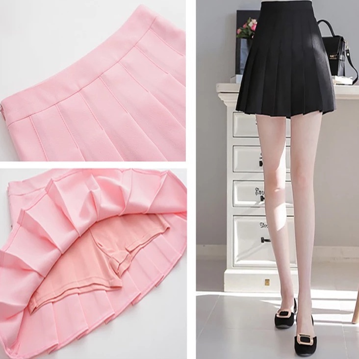 Nicebra Rok Pendek Wanita Mini Skirt Korea Tennis Skirt With Inner 4051