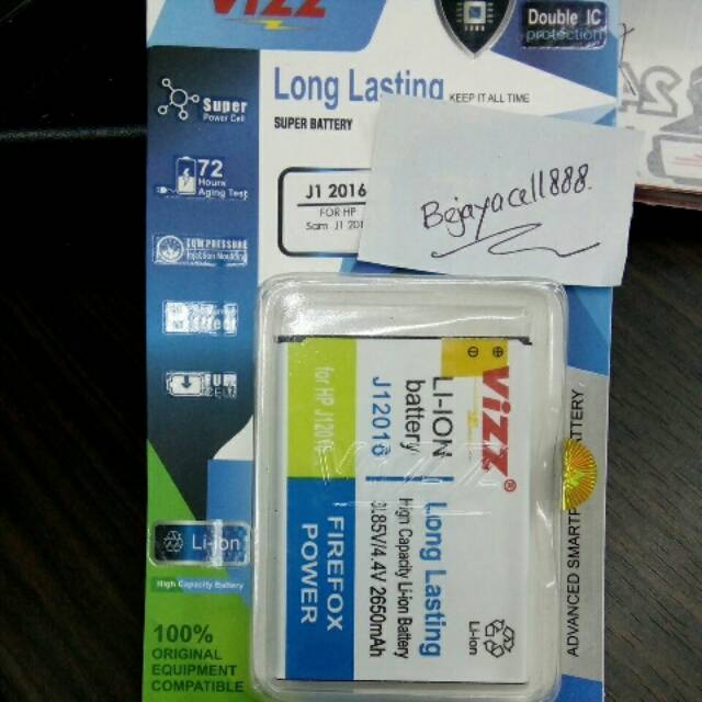 Baterai vizz handphone SAMSUNG GALAXY J120 J1 2016 EB-BJ120CBE J120F batre battery double power ic