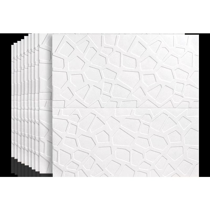 Wallpaper Tembok Dinding 3D Model Batu Bata Putih/Walpaper Tembok Dinding Untuk Mempercantik Ruangan-Putih Kotak Batu