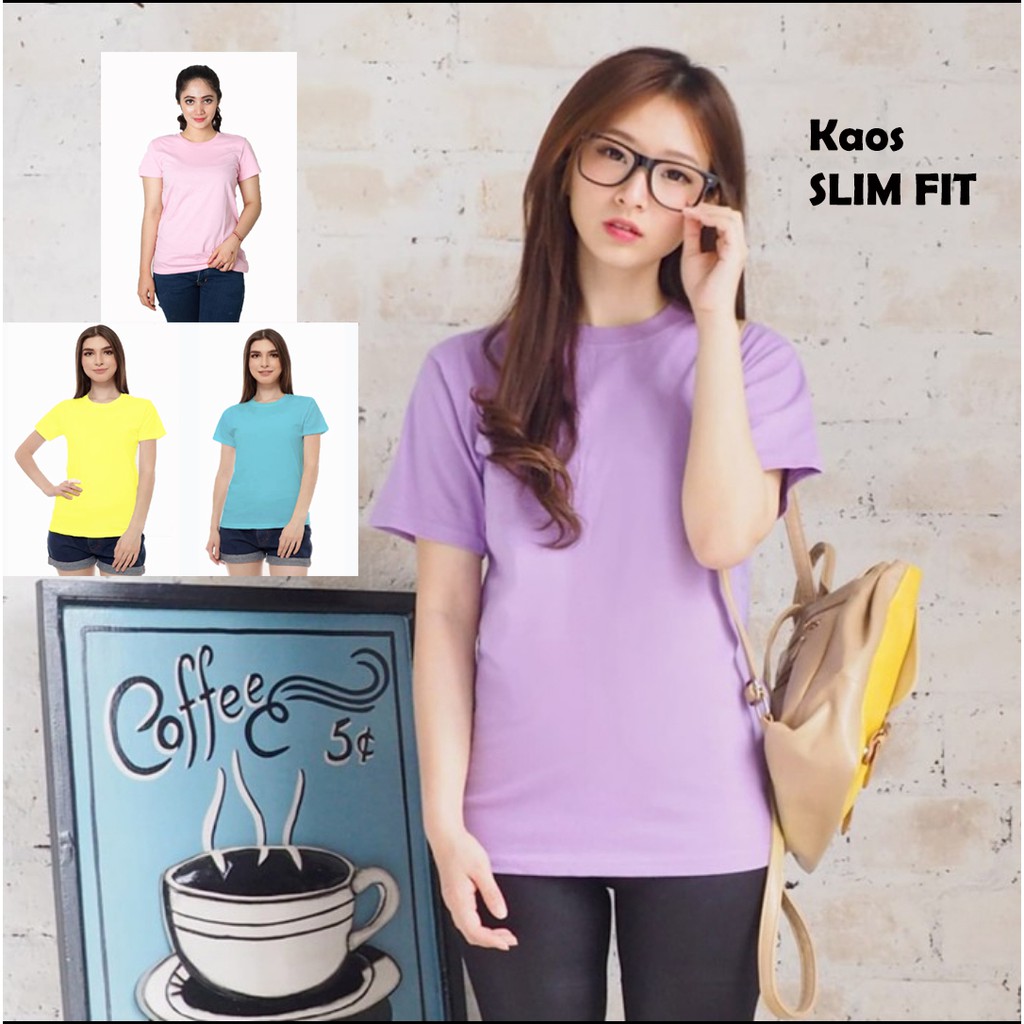 Kaos SLIM FIT Wanita TC Katun Lengan Pendek