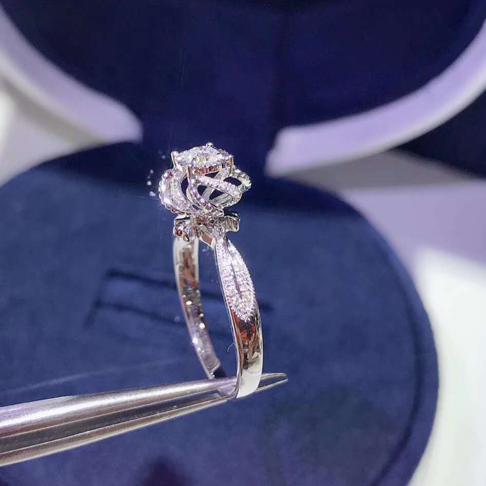 Hu Hu Hu Hu Hu Alat Bantu Pasang Kacamata♡ Cincin Pernikahanpertunangan Desain Bunga Hollow Hias Cubic Zirconia Untuk Wanita