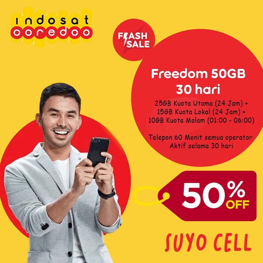 Paket Data Kuota Freedom COMBO 50gb Indosat Murah / 30 hari
