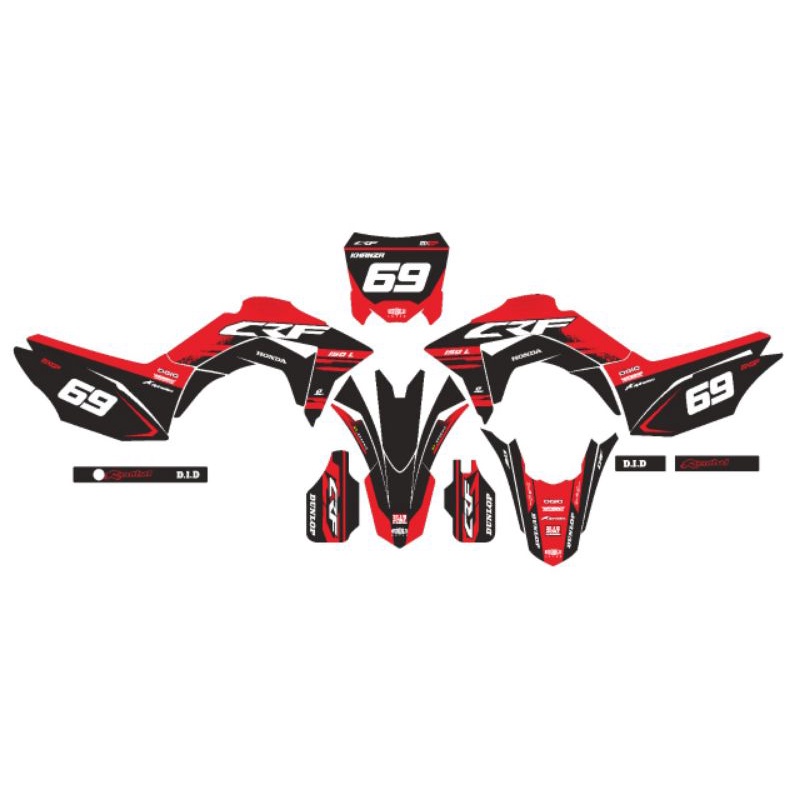 DECAL MOTOR CRF WARNA MERAH HITAM (COD)