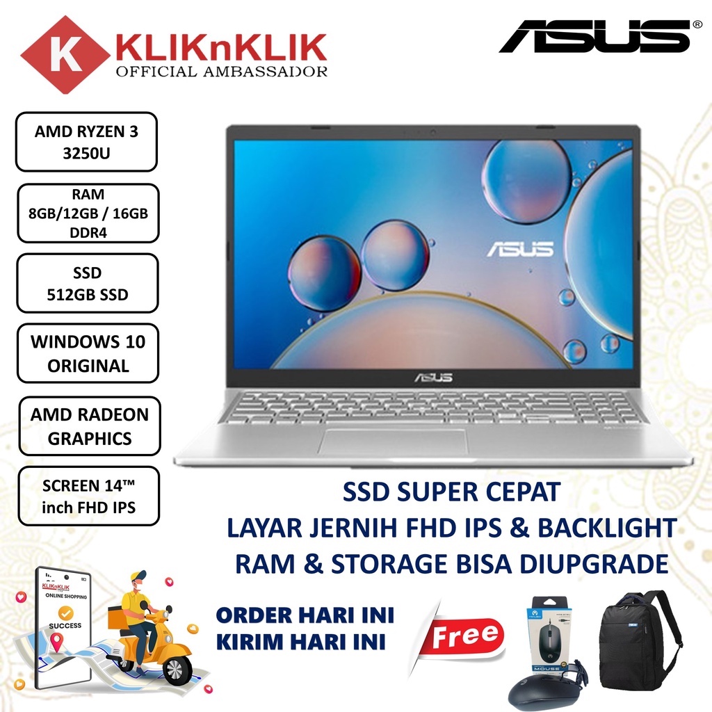 asus vivobook m415dao ryzen 3 3250 8gb 16gb 512gb ssd fhd ips win10 ohs