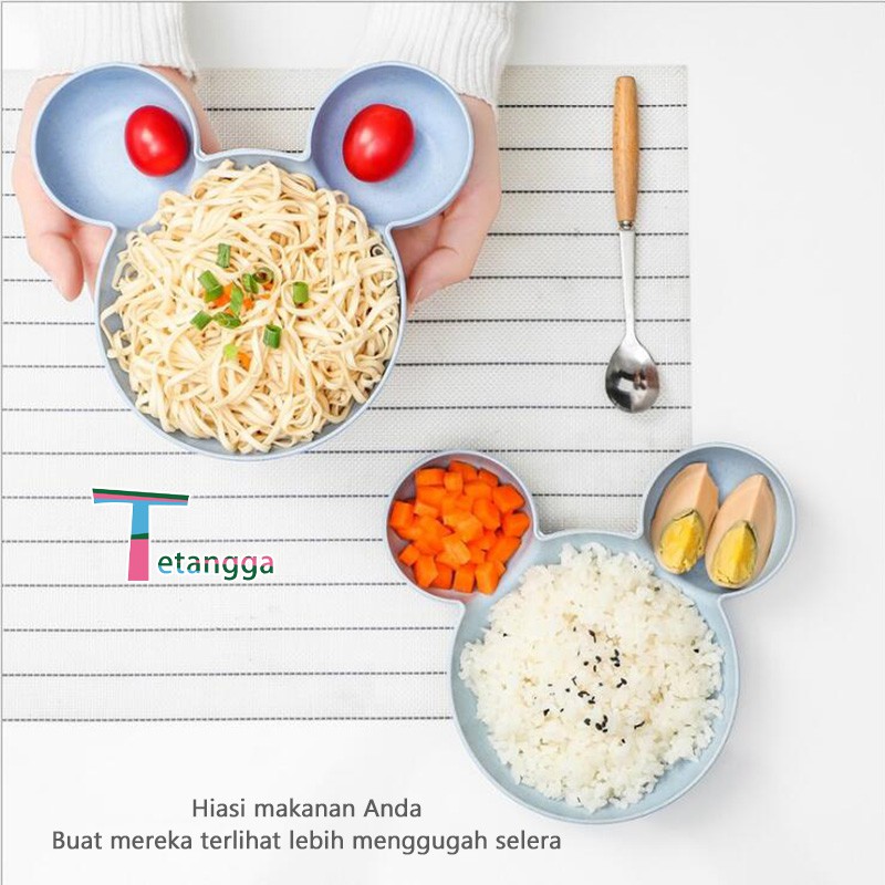 Mangkok Set Peralatan Makan Anak 4 in1Bahan Jerami Gandum Children Tableware Piring Kartun VS-25