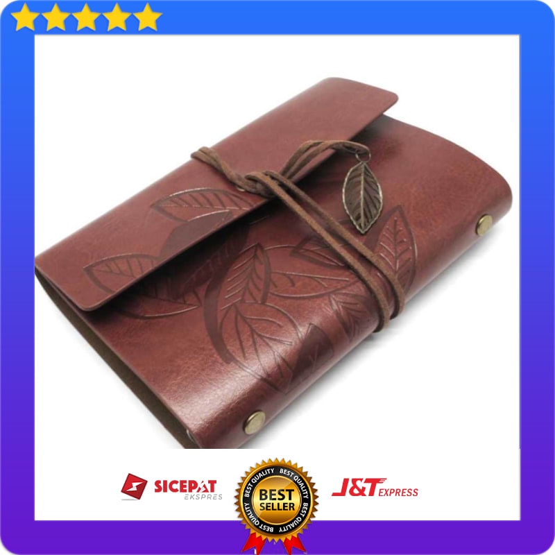

Buku Catatan Binder Kulit Retro Leaf Kertas A6- Notes Buku Catatan