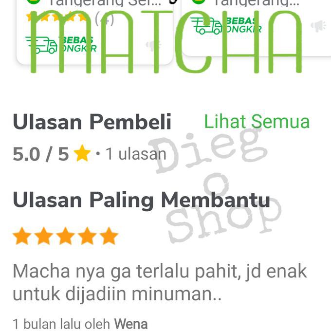 

Teh-Bubuk- Bubuk Matcha Asli+Halal MUI 100% Pure Matcha Powder , Kemasan 100 g -Dijamin-Halal.