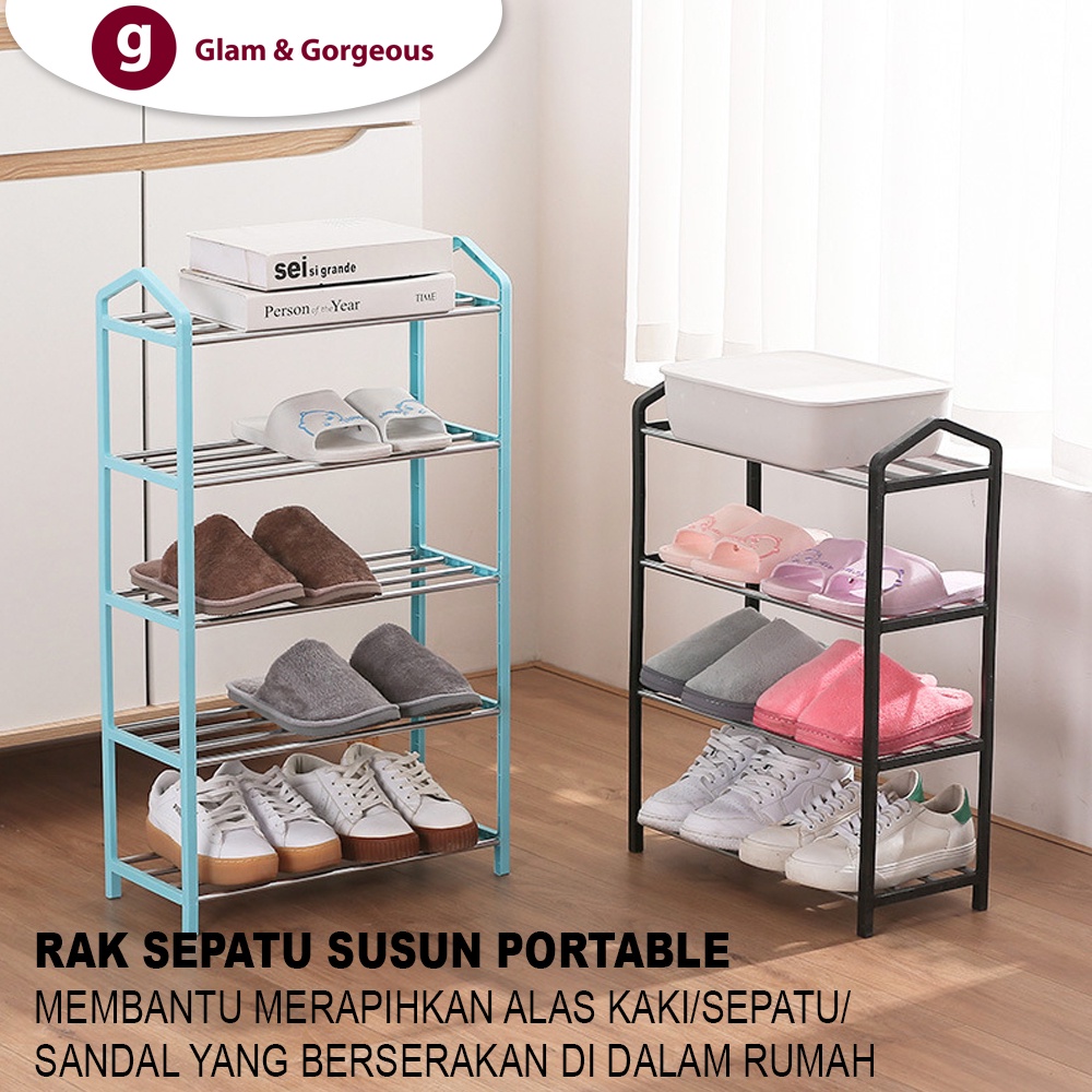 Rak Sepatu Portable Susun Rangka Besi RS005 Murah Kuat Praktis