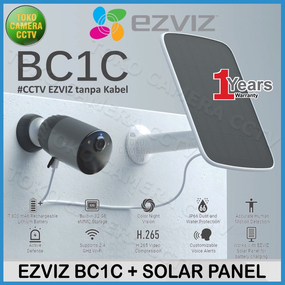 CCTV WIFI KAMERA IP CAMERA EZVIZ BC1C DENGAN SOLAR PANEL