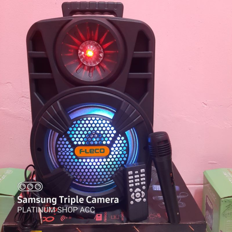 SPEAKER BLUETOOTH FLECO FL97 FREE MIC KARAOKE REMOTE/SALON AKTIF WIRELESS LED PORTABLE MULTIMEDIA