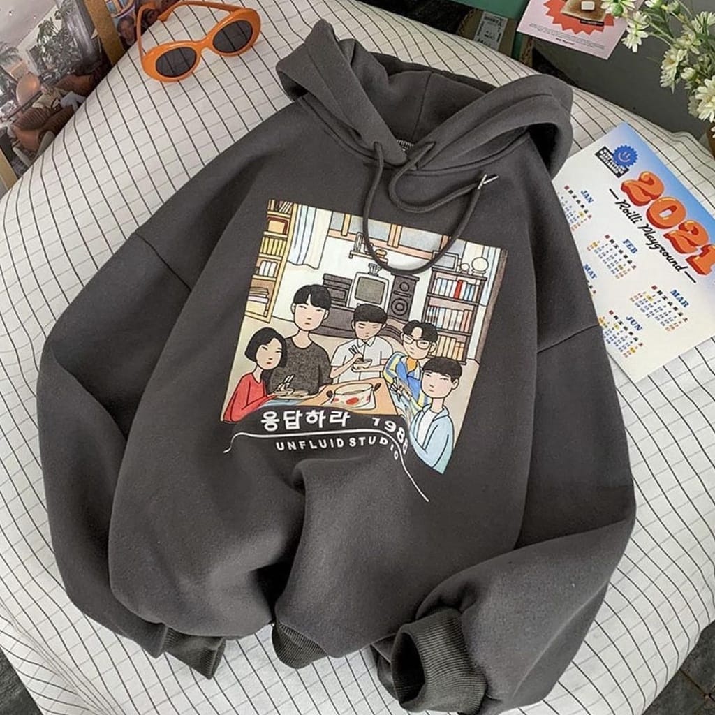 HOODIE OVERSIZE UNFLUID STUDIO /// JUMPER KOREAN STYLE SIZE M TO XXL FLEECE TEBAL KEKINIAN TERBARU'''