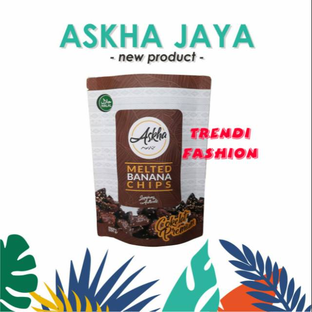 

Keripik pisang lumer coklat premium . Keripik melted askha