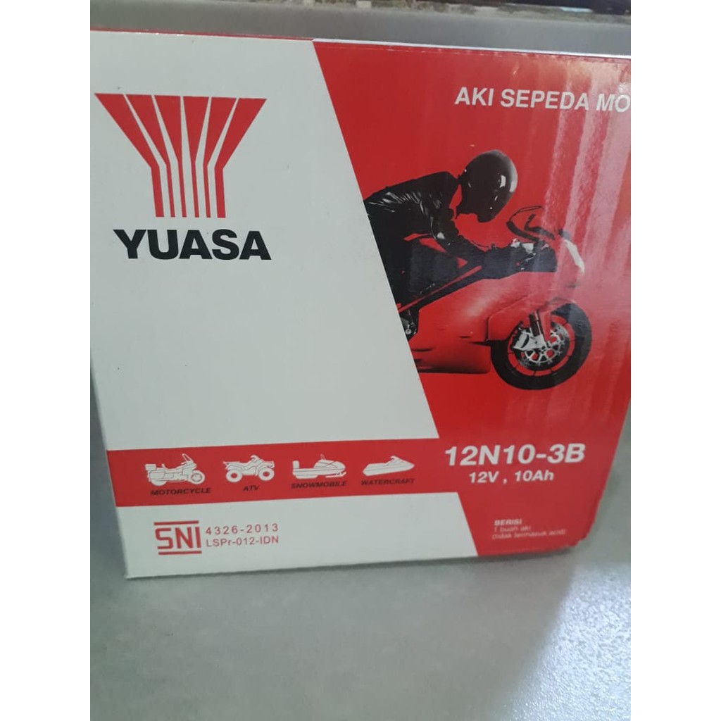 Aki Motor Accu Yuasa 12N10-3B 12 Volt 10 Ah Binter Mercy Vespa Excel