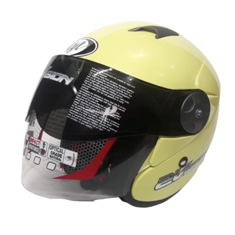 HELM HALF FACE KYT 2 VISION KUNING LEMON GLOSSY
