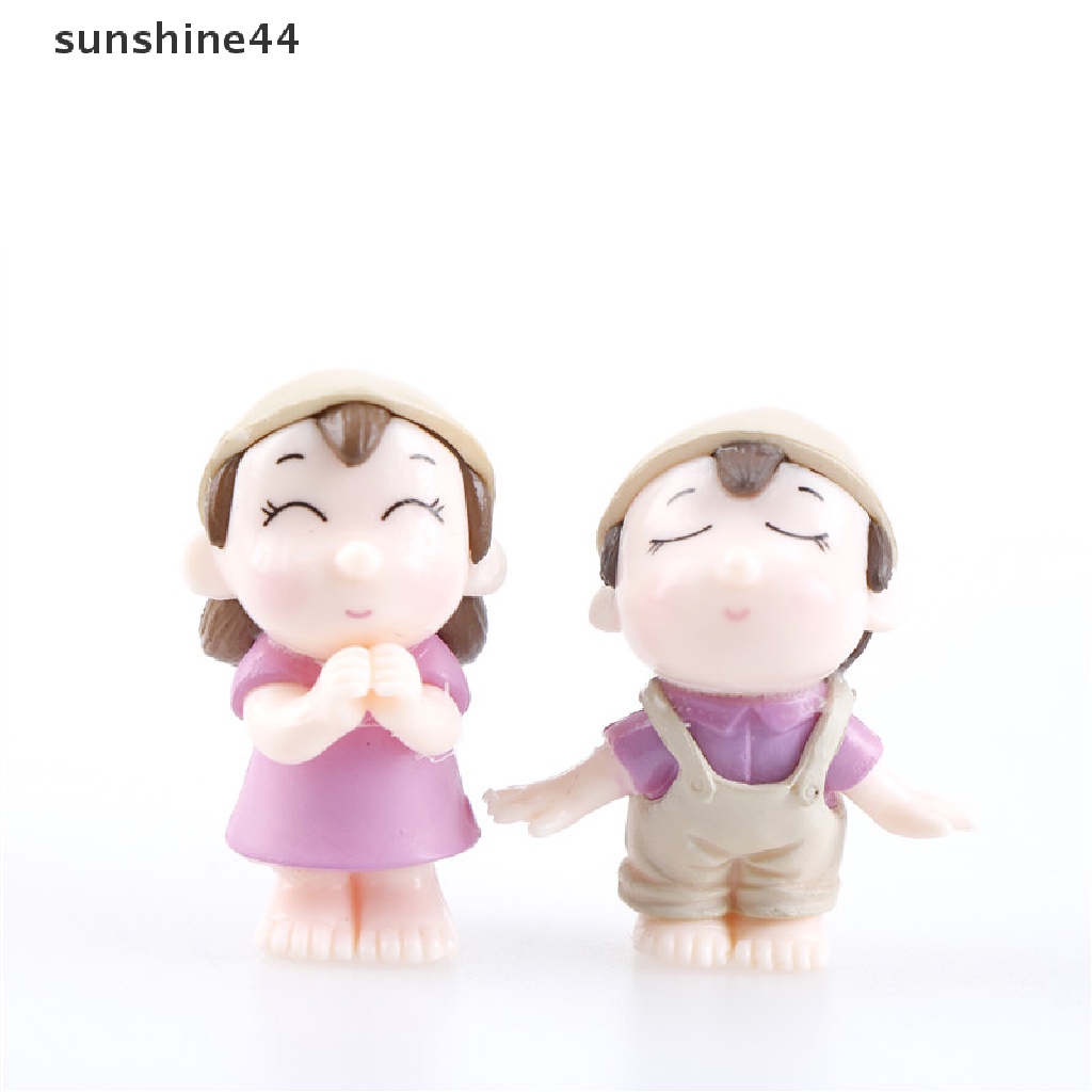 Sunshine Miniatur Pasangan Kekasih Bahan Resin Untuk Dekorasi Terrarium / Taman Peri