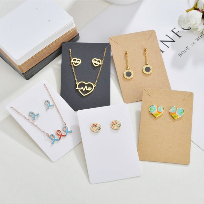 50 Pcs Tas Holder Display Perhiasan Kalung Anting Bahan Kertas Kraft Dengan Perekat