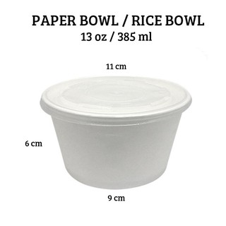 Paper Bowl 600 ml + Tutup, Mangkok Kertas, Rice Bowl, Kemasan Makanan