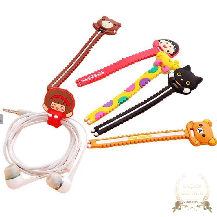 Klip Organizer Kabel Earphone / Charger Bentuk Kartun Lucu Bahan Silikon