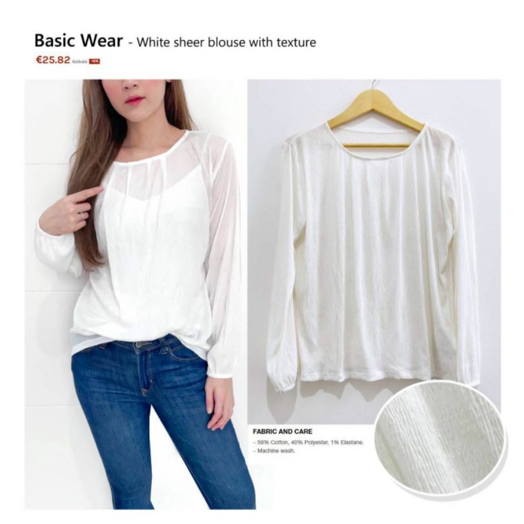 uniqlo basic wear white sheer blouse