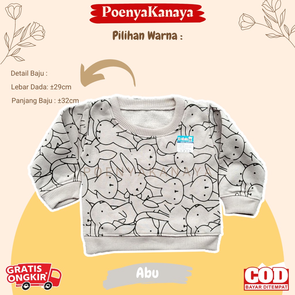 Jaket Sweater Bayi Anak fleece KELINCI UMPAK HBc 6-18 Bulan JK01